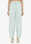 Margaux Lonnberg Striped Cotton Trousers For Women In Green In Green