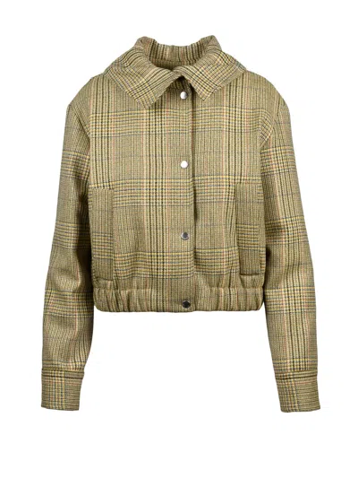 Margaux Lonnberg Beige Checked Zip Virgin Wool Short Coat In Neutral