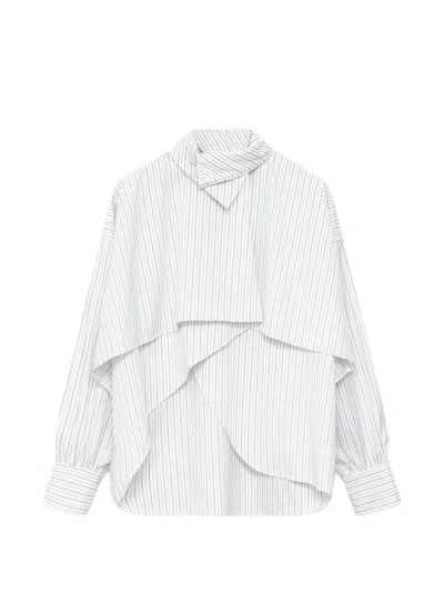 Margaux Lonnberg Bird Striped Blouse In White