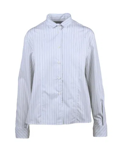 Margaux Lonnberg Black/white Vertical Stripes Cotton Shirt In Gray
