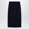 Margaux Lonnberg High Waist Navy Wool-blend Midi Skirt In Navy