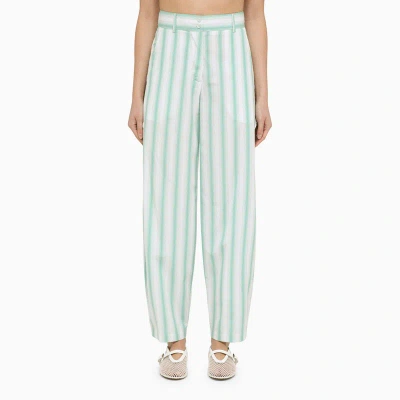 Margaux Lonnberg Margaux Lönnberg | Beatty Striped Cotton Trousers In Green