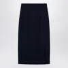 Margaux Lonnberg High Waist Navy Wool-blend Midi Skirt