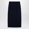 Margaux Lonnberg High Waist Navy Wool-blend Midi Skirt In Blue
