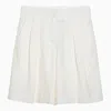 Margaux Lonnberg Margaux Lönnberg White Wool Blend Stuart Bermuda Shorts In White