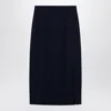 Margaux Lonnberg High Waist Navy Wool-blend Midi Skirt In Blue