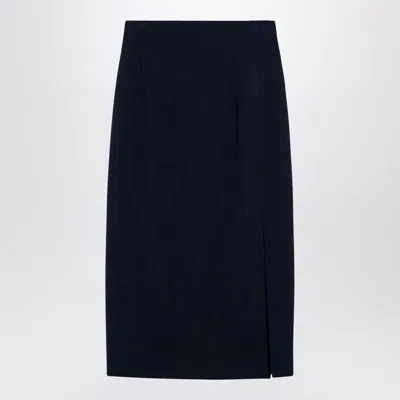 MARGAUX LONNBERG NAVY BLUE WOOL-BLEND MARLO SKIRT