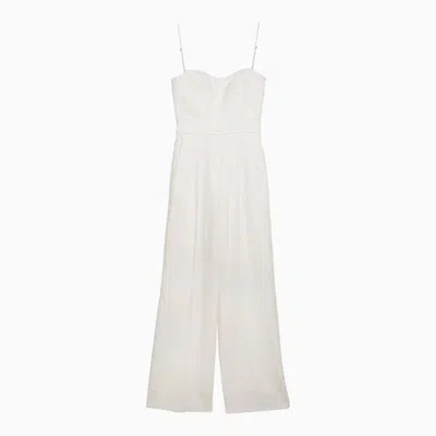 MARGAUX LONNBERG WHITE WOOL-BLEND JUMPSUIT WITH CUT-OUT CHEST TOP