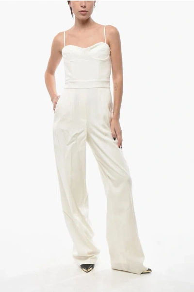 Margaux Lonnberg Wool-blend Jumpsuit With Single Pleat And Side Zip In White