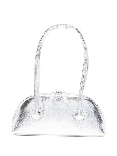 Marge Sherwood Bessette Metallic Leather Tote Bag In Silver