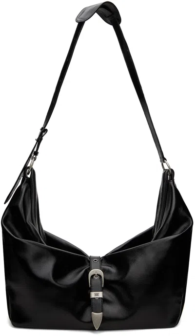 Marge Sherwood Black Belted Bag In Black Glossy Plain