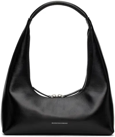 Marge Sherwood Black Hobo Shoulder Bag In Black Glossy Plain