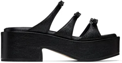 Marge Sherwood Black Ribbon Sandals In Black Crinkle