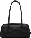 Margesherwood Soft Baguette Black Shoulder Bag With Logo Detail In Leather Woman In Black Plain