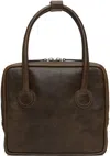 Marge Sherwood Brown Piping Slim Tote In Washed Brown Pull Up