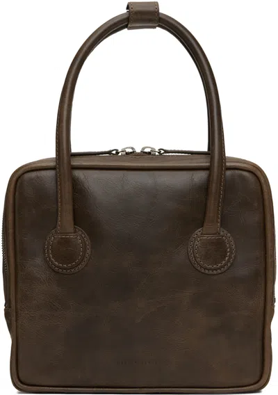 Marge Sherwood Brown Piping Slim Tote In Washed Brown Pull Up