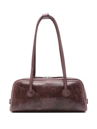 Marge Sherwood Embossed-logo Leather Shoulder Bag In Red
