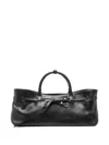 Margesherwood Large Grandma Used Leather Buckle-fastening Tote Bag In Black