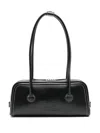 Margesherwood Soft Baguette Black Shoulder Bag With Logo Detail In Leather Woman In Black