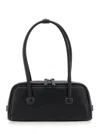 Margesherwood Soft Baguette Black Shoulder Bag With Logo Detail In Leather Woman In Black