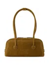 Margesherwood Boston Brown Shoulder Bag With Embossed Logo Lettering On The Front In Leather Woman
