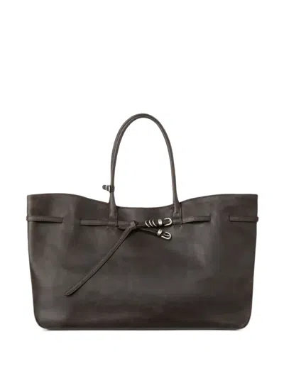 Margesherwood Large Grandma Buckle-detail Leather Tote Bag In 브라운