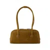 Margesherwood Boston Brown Shoulder Bag With Embossed Logo Lettering On The Front In Leather Woman In Brown