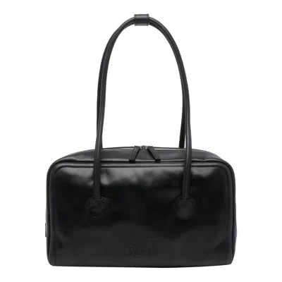 Margesherwood Soft Boston Leather Shoulder Bag In Black