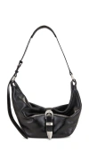 Margesherwood Belted Hobo Medium Bag In Black Glossy Plain