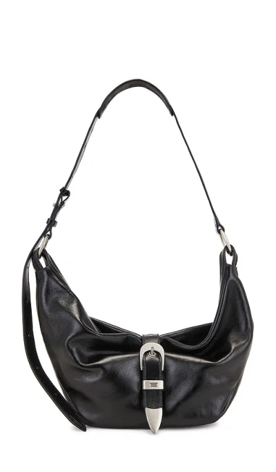 Margesherwood Belted Hobo Medium Bag In Black Glossy Plain