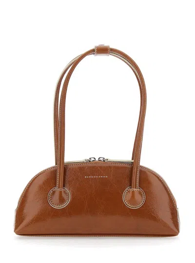 MARGESHERWOOD 'BESSETTE' BROWN SHOULDER BAG WITH LOGO ON THE FRONT AND DOUBLE ZIP