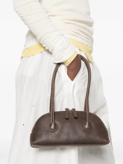 Margesherwood Bessette Curved-zip Shoulder Bag In Brown