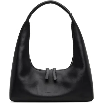 Margesherwood Black Leather Shoulder Bag In Black Pull-up