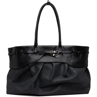 Margesherwood Black Soft Grandma Layered Tote In Black Pull-up + Two-