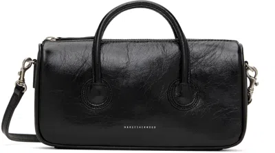 Margesherwood Black Zipper Small Bag In Black Crinkle