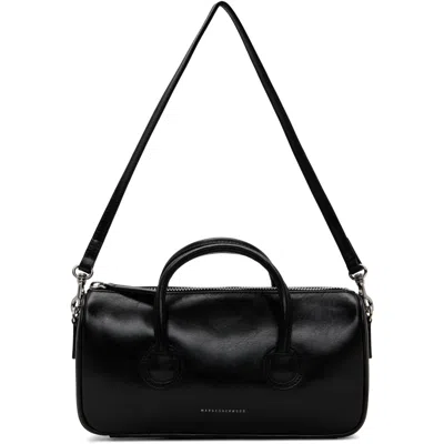 Margesherwood ブラック スモール Zipper バッグ In Black Glossy Plain