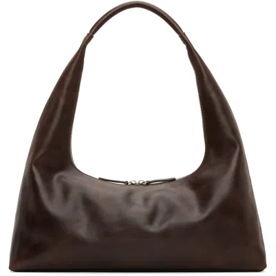 Margesherwood Brown Leather Large Bag In Washed Brown Pull-up