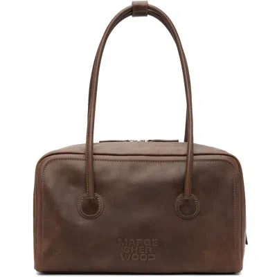 Margesherwood Brown Soft Boston Bag In Washed Brown Pull-up