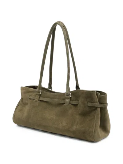 Margesherwood Buckle-detail Suede Shoulder Bag In Green