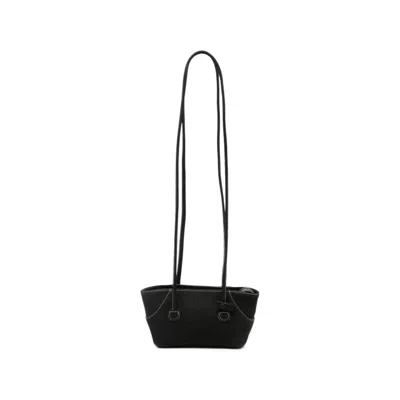 Margesherwood Small Boat Contrast-stitch Leather Shoulder Bag In Black