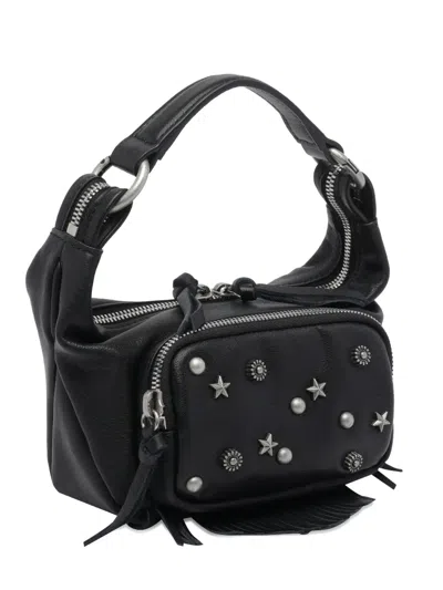 Margesherwood Embellished Zip Leather Shoulder Bag In Black