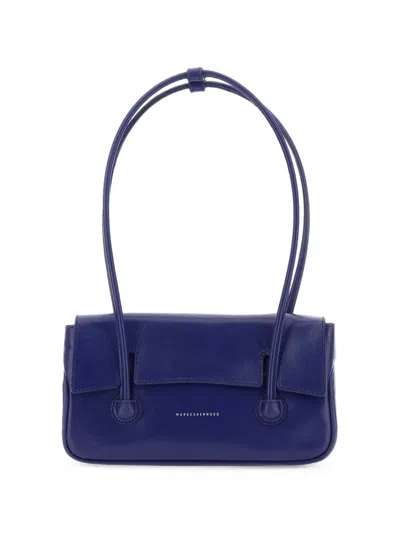 Margesherwood Glossy Leather Shoulder Bag In Blue