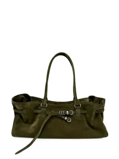 Margesherwood Grandma Buckle-detail Suede Tote Bag In Green