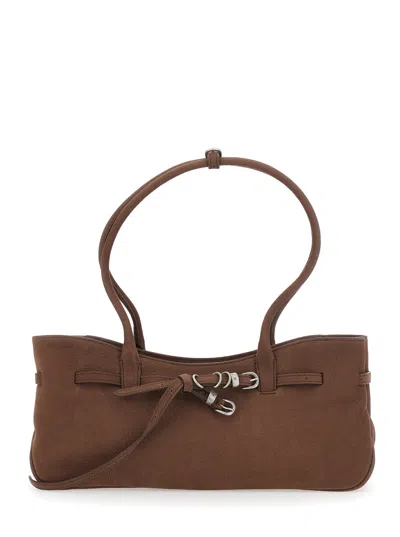 Margesherwood Grandma Used Aged Leather Shoulder Handbag With Adjustable Strap, Top Zip Closure, 33x In Brown