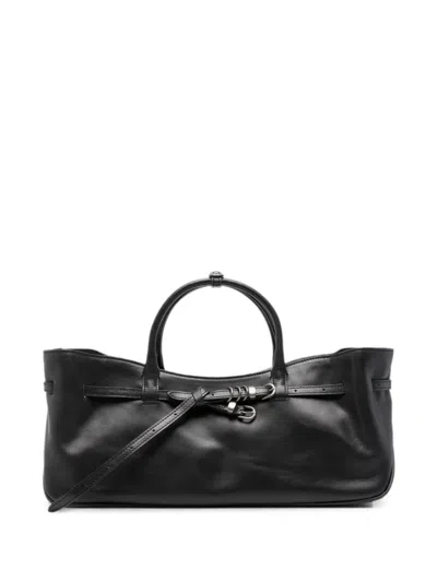 Margesherwood Grandma Used Belt-detail Leather Tote Bag In Black