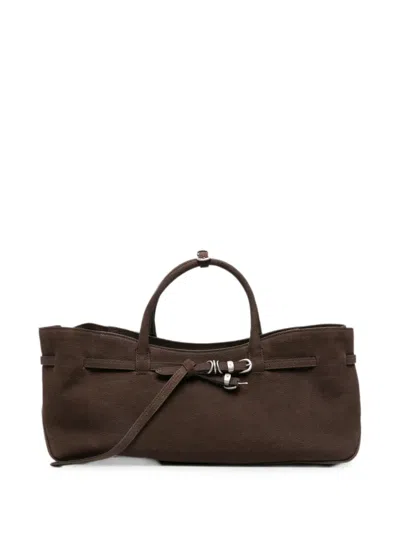 Margesherwood Grandma Used Belted Suede Tote Bag In Brown