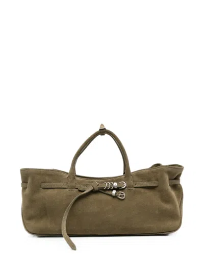 Margesherwood Grandma Used Buckle-detail Suede Tote Bag In Green
