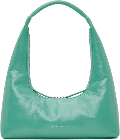 Margesherwood Green Integrated Strap Shoulder Bag In Aqua Green Crinkle