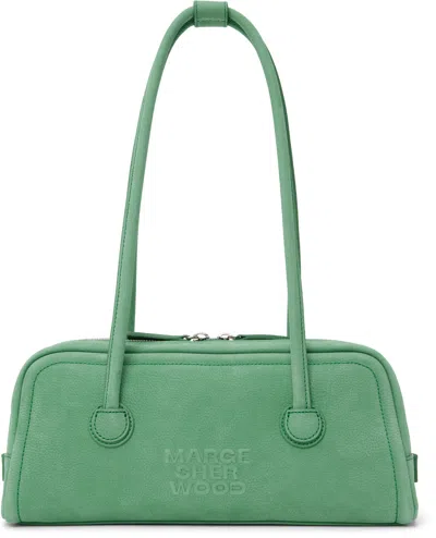 Margesherwood Green Soft Baguette Bag In Winter Green Nubuck