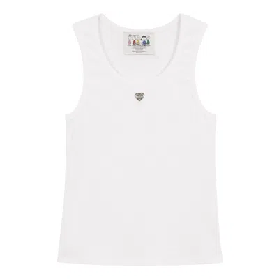Margesherwood Heart Pendant Sleeveless T-shirt In White
